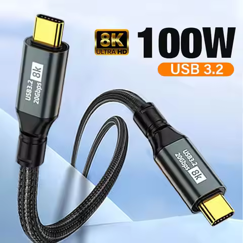 1m 2m 3m USB 3.2 20Gbps ThunderBolt 3 Type C to C Cable 8K@60Hz PD100W USB-C Cable Cord For iPhone 1