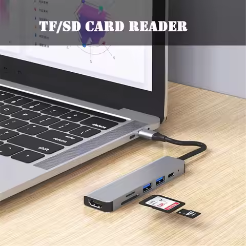 USB 3.0 Type-C Hub To HDMI Adapter 4K Thunderbolt 3 USB C Hub with Hub 3.0 TF SD Reader Slot PD for 