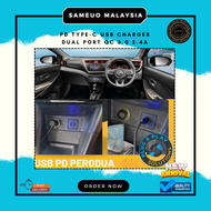 PERODUA MYVI G3 2018-2024 PD TYPE-C USB CHARGER DUAL PORT QC 3.0 2.4A