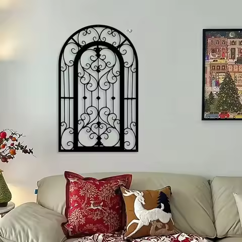 1Pc Craft decorations Vintage Arch Iris Metal Wall Sculpture - Indoor/Outdoor Decor for Front Door, 