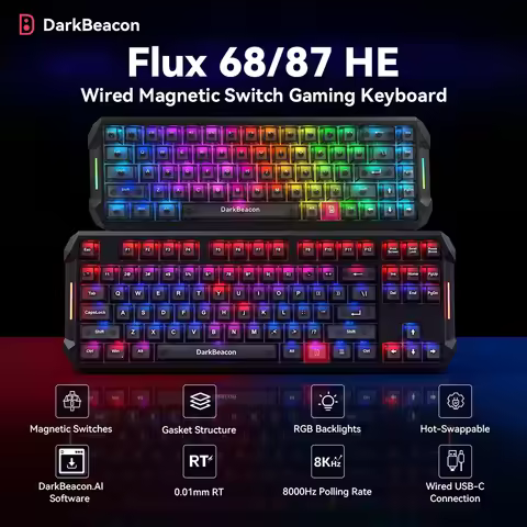 DarkBeacon 68/87 Keys TKL Compact HE Magnetic Keyboard Wired USB-C Red Switch Keyboard RGB Backlit f
