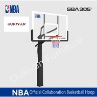 NBA Basketball Hoop Tiang Bola Keranjang Screw Jack-In Ground Indoor / Outdoor Strength PC / Tempere