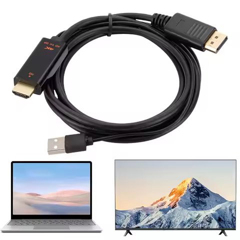 ABS HDMI-Compatible To DP Cord with USB 1.8m Power Cable 60Hz HDMI-Compatible To Display Port Cord f