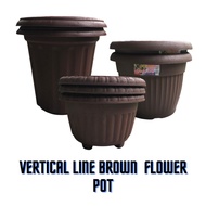 Vertical Line Brown Flower Pot - Pasu Bunga Besar - Indoor - Outdoor - Garden - Taman