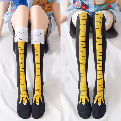 Creative Funny 3D Printing Chicken Feet Socks Cotton Cute Chicken Feet Socks Calf Socks Halloween Gi