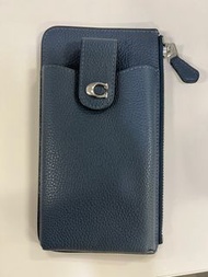 Coach 藍色皮革長款錢包 手機包 卡片夾