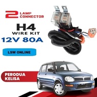 Kelisa Headlight H4 Wire Kit Relay Set Cable Headlamp Booster Power Cable Wayar Lampu Kereta