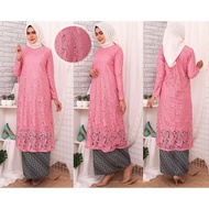 SET KEBAYA JUMBO 5L / TUNIK alziza BRUKAT / Kebaya Tunik Brukat Tulang Bordir Mewah Rok Batik Baju /