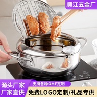 Cross-Border 304 Stainless Steel Japanese Tempura Fryer Household Small Fryer Controllable Temperatu