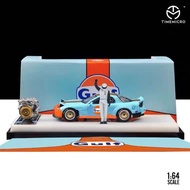 (Premium rubber wheels) Time Micro Mazda Rx7 Rocket Bunny model car - Gulf (with rotary engine and f