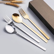 Spoon & Fork-Korean-Stainless Steel/1 Pair-Length 21.6 Thick Steel Cm Round Soup NO.BX0102
