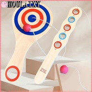 HOULAIXY Tether Ball Paddle, Wood Elastic Cord Elastic Skill Ball, Gifts Tethered Ball Scoring Holes