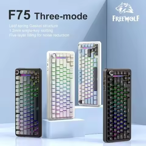 Ziyoulang F75 Mechanical Keyboard 75%Layout 3-mode 81keys Grasket Structure Metal Rotary Knob Gaming