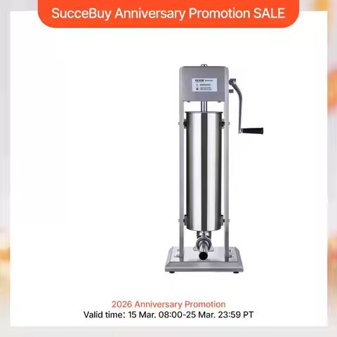 SucceBuy Manual Sausage Stuffer 7 L / 15 LBS Vertical Food-Grade 304 Stainless Steel for Home Kitche