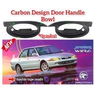 Proton Wira Door Handle Bowl Carbon Design Anti Scratch Protector Handle Carbon Alas Pintu Kereta Sticker Pemegang Pintu
