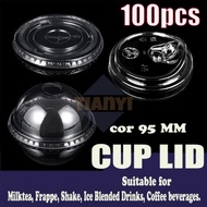 100pcs 95mm Disposable Cup Lid Milk Tea Leakproof Cup Lid Plastic Round/Flat Transparent Cup Lid
