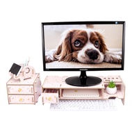 Display Stand Riser Adjustable Desktop Organizer Office Desk Computer Screen Riser Storage Shelf for