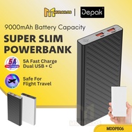 DEPAK Fast Charging 3A Portable Slim Powerbank 9000mAh USB Type C Port Original Android Small Pawar 