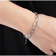 Double LAYER CHAIN BRACELET / SILVER CHAIN BRACELET / BRACELET BRACELET