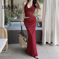 DUNEA Women's Vacation Halter Backless Dress