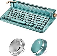 FINEDAY Keyboard 3.0, Blue Switch, Retro Wireless Mechanical Keyboard, Typewriter Designed, Bluetooth 5.0 &amp; USB up to 4 Devices, for Desktop PC/Laptop Mac/Phone (83 Aluminum keycap-Mint)