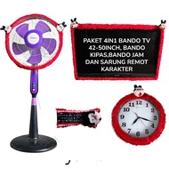 4-in-1 Tv Cover, 14-32 Inch Tv, Fan, Clock, Remote Control Cover