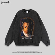 Washed Cap t University American Retro Rap rapper Portrait Printed Sweatshirt Men Women Loose hiphop