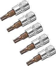 uxcell 5pcs 1/4" Drive x T27 Torx Bit Socket, S2 Steel Bits CR-V Sockets 38mm Length Use with Ratche
