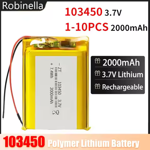 103450 2000mAh Polymer Lithium Battery 3.7V Li-polymer Batteries for Power Bank DIY GPS Camera Navig