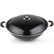 42cm Household Enamel With Lid Amphora Large Non-stick Wok 42CM搪瓷带盖双耳大炒锅 (A)