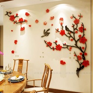 【MANDAO】สติกเกอร์อะคริลิค ลายดอกพลัม 3D มีกาวในตัว สไตล์จีน สําหรับติดตกแต่งผนังห้องนอน ห้องนั่งเล่น พื้นหลังทีวี โซฟา พื้นหลัง