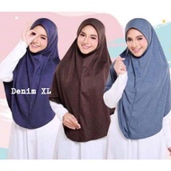 Pakaian gadis muslim Tudung Sarung Denim Saiz XL Berdagu Labuh Awning Scuba /Awning Lembut  / Tudung Umrah Haji