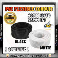 40METER Flexible Pvc Wiring Flexible Hose conduit corrugated flexible pipe 20mm/25mm black white pvc
