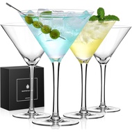 Qipecedm Martini Glasses Set of 4, 9 oz Crystal Cocktail Glasses, Hand Blown Crystal Martini Glasses