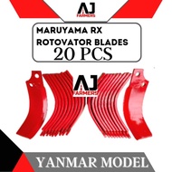 Maruyama Brand 1 Set/20 pcs. RX/Yanmar Model Kubota Yanmar Tractor ROTOVATOR BLADE