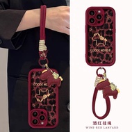 Wine Red Leopard Print Golden Horse OPPO Reno15 14 13 12 11 F 10 A5 A3 Pro A79 A78 A98 Phone Case