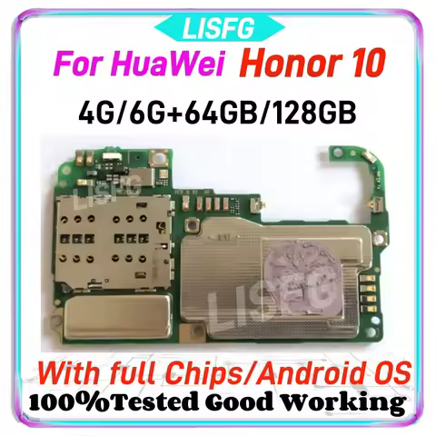 100% Original For Huawei honor 10 Motherboard For Huawei honor 10 Main Logic board 128GB 64GB With F