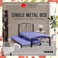 tbbsg SHASA SINGLE METAL BED FRAME  with pull out bed