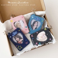 Y2K Denim Star Card Case Photocard Holder for K-pop Fans, Cute Badge Holder