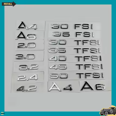 3D Chrome Silver Car Trunk Sticker 2.0 2.5 3.0 4.0 5.0TDI 30 35 40 45 50 55 TDI TFSI For Audi A1 A3 