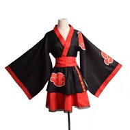 Naruto Adult Japanese Kimono Cosplay Kids Akatsuki Cloud Print Costume Dress Women Girls