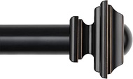KAMANINA 1 Inch Curtain Rod 32 to 86 Inches (2.6-7.1ft), Black Single Drapery Rods for Windows 54 to