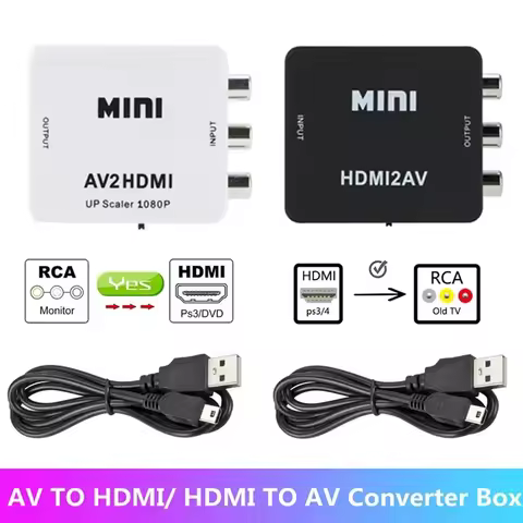 HD 1080P HDMI-compatible To RCA AV Composite Adapter Converter HDMI2AV AV2HDMI Audio Video Cable CVB