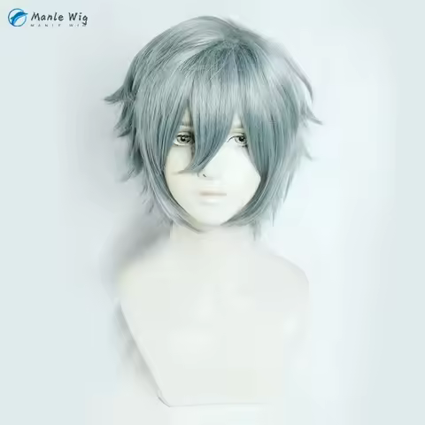 z;3,d'5,g\7/Till Blue Green Grey Mixed Color Short Cosplay Anime Wigs Quality Heat Resistant Synth6,