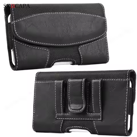 Universal Leather Phone Pouch For Iphone 16 E 15 Pro Max 14 13 12 11 Belt Clip Holster Case Waist Ba