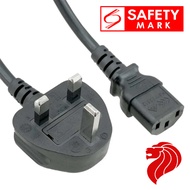 Safety Mark Singapore Power Plug 1.8M Mains Power Lead, IEC Cable UK 3 Pin Plug, Black, C5, C13 13A 