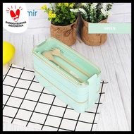 Freemir Wheat Straw Lunch Box 3 Layers Leak Proof Leakproof Bento Box - Green Db002