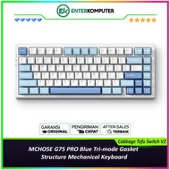 MCHOSE G75 PRO Blue Tri-mode Gasket Structure Mechanical Keyboard - Cabbage Tofu Switch V2