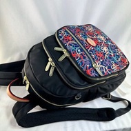 Bonnie 專櫃包包3124 新撞色尼龍＋歐洲植鞣牛皮 多格層 彩色繩結紋 後背包特價$1980