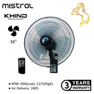 Mistral By Khind 16" REMOTE CONTROL WALL FAN MWF16R Kipas Dinding Remote 3 Tahun Warranty